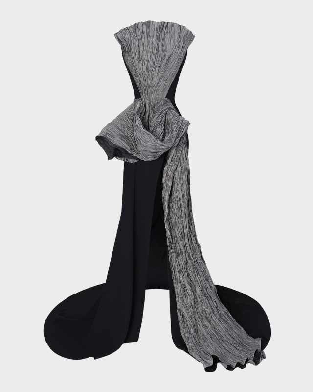 Ozone Gown with Pleated Drape Detail